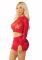 Блискучий комплект кроп-топ і спідниця Leg Avenue Rhinestone One Size, Red, довгий рукав
