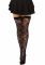Панчохи Leg Avenue Wild rose net thigh highs, One Size, чорні, широка резинка, малюнок-троянди