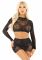 Блискучий комплект кроп-топ і спідниця Leg Avenue Rhinestone One Size, Black, довгий рукав