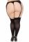 Панчохи Leg Avenue Lace top opaque thigh highs, 1X/2X, чорні, напівпрозорі, мереживна резинка