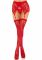 Комплект Leg Avenue Lace thigh highs & garterbelt, One Size, червоний, панчохи та пояс з пажами