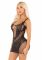 Еротична мінісукня Leg Avenue Lace and Net Mini Dress, Black, One Size, ажурна, відкрита спина