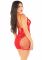Еротична мінісукня Leg Avenue Lace and Net Mini Dress, Red, One Size, ажурна, відкрита спина