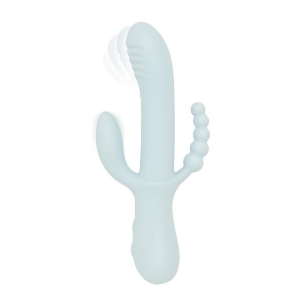 Потрійний вібратор Good Vibes Only – SAGE Triple Stimulation Vibe Soft Silicone – Blue, манливий рух