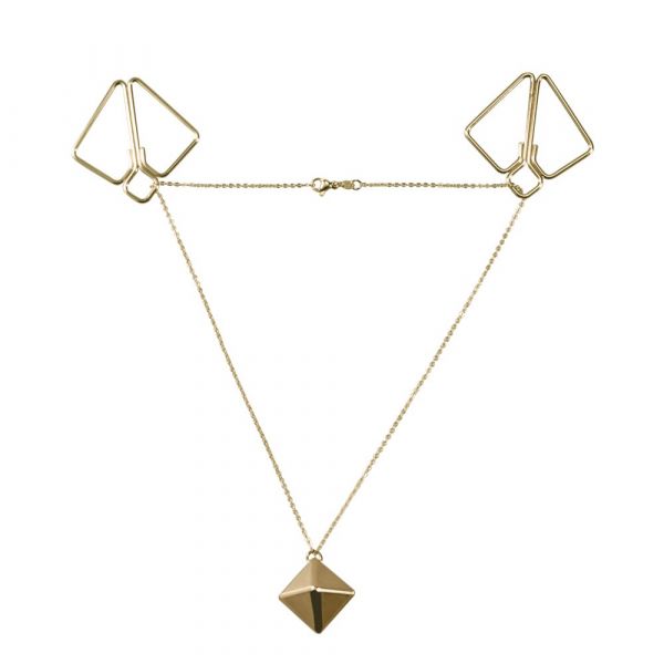 SX0844 Затискачі для сосків з важкою підвіскою LOCKINK Nipple Clamps with Heavy Pendant, золотисті