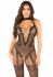 Бодістокінг з доступом Leg Avenue Crotchless Bodystocking with Heart One Size, Black, декольте