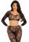 Комплект Leg Avenue Crop top & footless tights, One Size, чорний, кроп-топ та колготки без стопи
