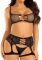 Комплект Leg Avenue Top and garter harness, One Size, чорний, сітчастий, топ + пояс з гартерами