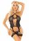 Комплект з гартерами Leg Avenue Heart Net Cami One Size, Black, трусики