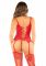 Комплект мереживний Leg Avenue Cami Garter One Size, Red, корсет із панчохами та стрінгами