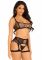 Комплект Leg Avenue Top and garter harness, One Size, чорний, сітчастий, топ + пояс з гартерами