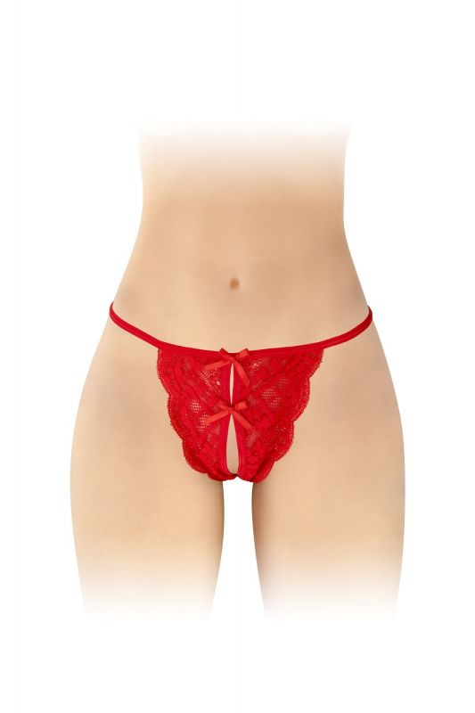 Трусики з відкритим доступом Fashion Secret Cindy Red, мереживо з бантиком