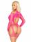 Бодістокінг Leg Avenue Fishnet Garter Harness and Teddy One Size Neon Pink