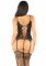 Комплект мереживний Leg Avenue Cami Garter, One Size, Black, корсет із панчохами та стрінгами