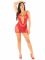 Еротична мінісукня Leg Avenue Lace and Net Mini Dress, Red, One Size, ажурна, відкрита спина