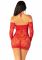 Мінісукня із сітки з мереживними акцентами Leg Avenue Seamless Off The Shoulder Mini Dress One Size, Red