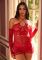 Мінісукня із сітки з мереживними акцентами Leg Avenue Seamless Off The Shoulder Mini Dress One Size, Red