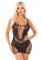 Еротична мінісукня Leg Avenue Lace and Net Mini Dress, Black, One Size, ажурна, відкрита спина