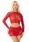 Блискучий комплект кроп-топ і спідниця Leg Avenue Rhinestone One Size, Red, довгий рукав