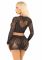 Блискучий комплект кроп-топ і спідниця Leg Avenue Rhinestone One Size, Black, довгий рукав