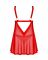 Бебі-дол Obsessive Elianes babydoll & thong, XL/2XL, червоний, мереживний ліф, трусики-танга в наборі