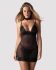 Сорочка Obsessive Donarella chemise & thong, XL/2XL, мереживний ліф, чокер та стрінги в комплекті