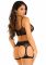 Комплект Leg Avenue Top and garter harness, One Size, чорний, сітчастий, топ + пояс з гартерами