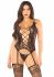 Комплект мереживний Leg Avenue Cami Garter, One Size, Black, корсет із панчохами та стрінгами