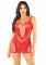 Еротична мінісукня Leg Avenue Lace and Net Mini Dress, Red, One Size, ажурна, відкрита спина