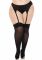 Панчохи Leg Avenue Lace top opaque thigh highs, 1X/2X, чорні, напівпрозорі, мереживна резинка