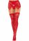 Комплект Leg Avenue Lace thigh highs & garterbelt, One Size, червоний, панчохи та пояс з пажами