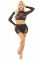 Блискучий комплект кроп-топ і спідниця Leg Avenue Rhinestone One Size, Black, довгий рукав