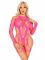 Бодістокінг Leg Avenue Fishnet Garter Harness and Teddy One Size Neon Pink