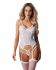 Корсет Obsessive Arrowel White corset 2XL/3XL, з підв’язками для панчіх