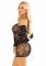Мінісукня із сітки з мереживними акцентами Leg Avenue Seamless Off The Shoulder Mini Dress One Size, Black