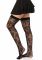 Панчохи Leg Avenue Wild rose net thigh highs, One Size, чорні, широка резинка, малюнок-троянди
