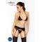 Комплект білизни під латекс Passion CAPRI SET L/XL, black, міні-бікіні, стрінги, пояс для панчіх
