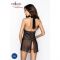 Прозора сорочка приталена Passion TARANEE CHEMISE S/M, black, трусики
