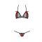 Комплект білизни Passion MELISSA BIKINI S/M, black, ліф зі шнурівкою і трусики стрінги