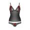 Комплект білизни Passion MELISSA SET XXL/XXXL, black, ліф-сорочка зі шнурівкою і трусики