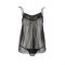 Сорочка прозора бебі-дол Passion MELANIA CHEMISE L/XL, black, трусики, на тонких бретелях