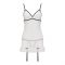 Сорочка прозора з пажами Passion ORIHIME CHEMISE XXL/XXXL, white, трусики, стрепи