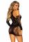 Мінісукня Leg Avenue Mini dress and matching gloves, One Size, чорна, мітенки в комплекті