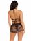 Комплект Leg Avenue Wrap Around Bra Top & Boy Shorts, One Size, чорний, сітчастий, бралет та шорти
