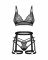 Комплект Obsessive Blomentis 3-pcs set, M/L, м’який ліф, стрінги зі стрепами, пояс із гартерами