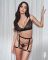 Комплект Obsessive Blomentis 3-pcs set, XS/S, м’який ліф, стрінги зі стрепами, пояс із гартерами