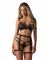 Комплект Obsessive Blomentis 3-pcs set, XS/S, м’який ліф, стрінги зі стрепами, пояс із гартерами