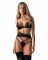 Комплект Obsessive Lobellis 3-pcs set, XL/2XL, чорний, ліф з м’якою чашкою, стрінги, пояс для панчіх