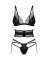 Комплект Obsessive Lobellis 3-pcs set, XL/2XL, чорний, ліф з м’якою чашкою, стрінги, пояс для панчіх