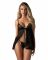 Сорочка бебі-дол Obsessive Blomentis babydoll & thong, XL/2XL, мереживний ліф, стрінги в комплекті